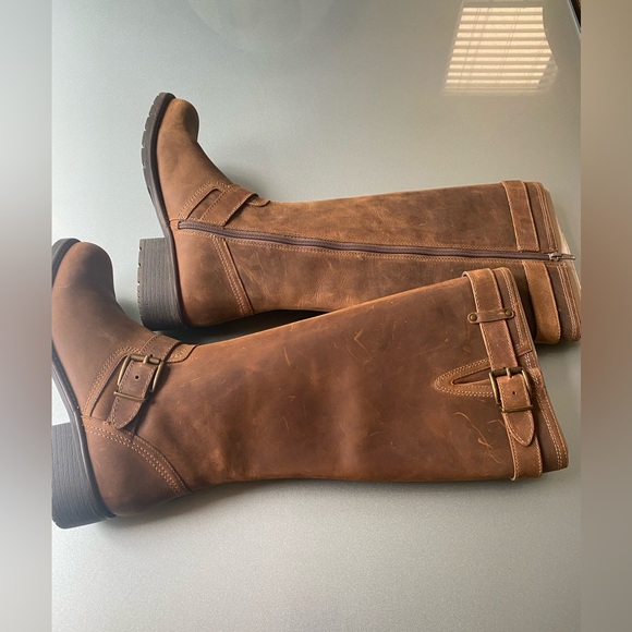 New Clarks Brown Leather Knee-High Boots - Picture 4 of 5